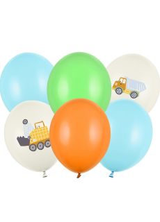 Balony 30 cm POJAZDY BUDOWLANE (6szt.)