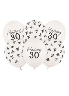 Balony na 30 urodziny KOKARDY Happy 30 (6 szt.)