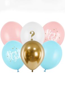 Balony na baby shower BOY OR GIRL (6szt.)