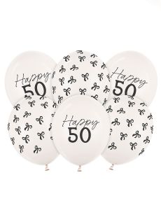 Balony na 50 urodziny KOKARDY Happy 50 (6 szt.)