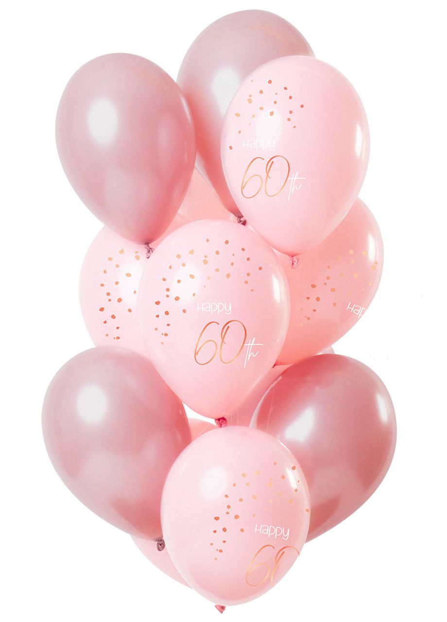 Balony na 60 URODZINY Elegant Blush (12szt.)