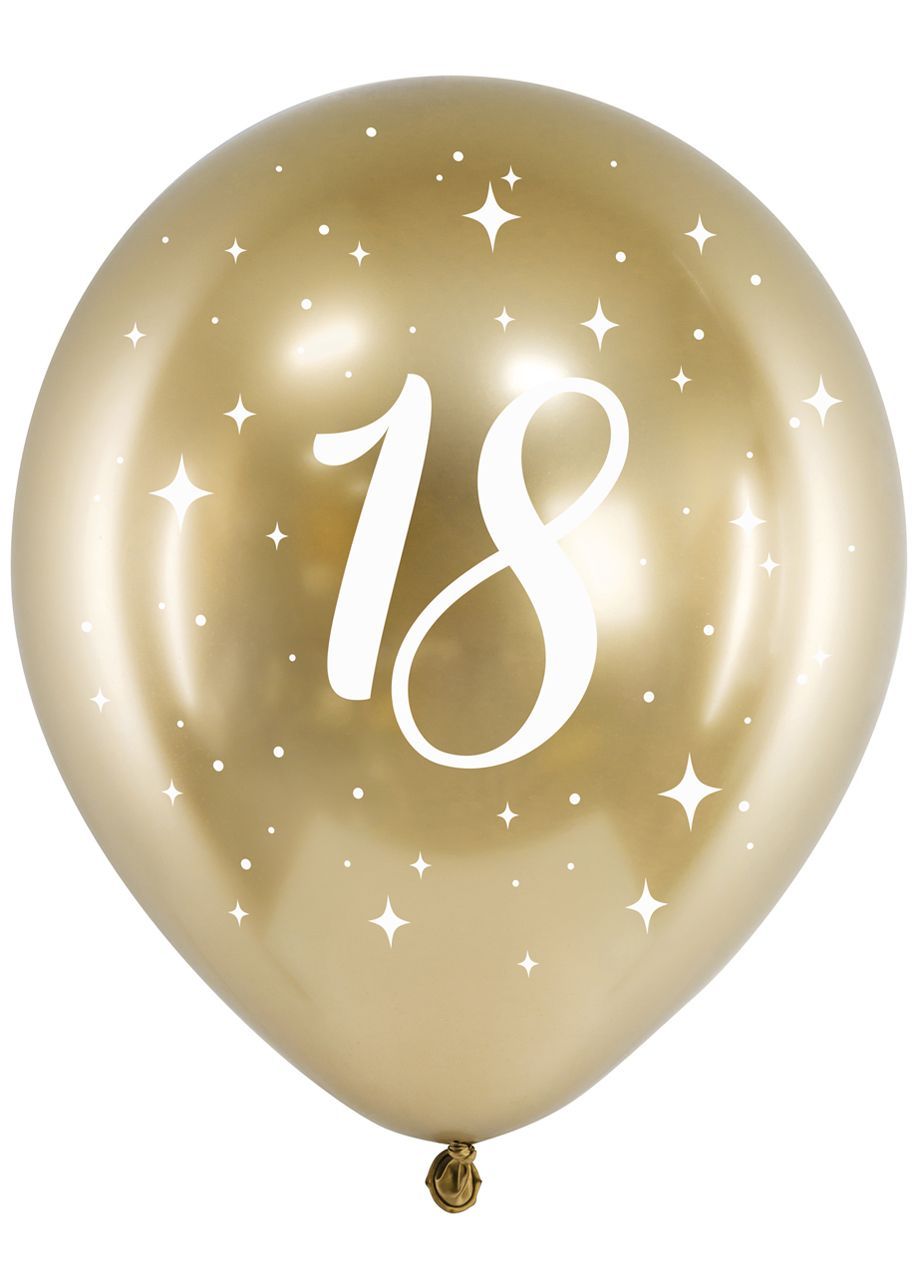 Złote balony na 18 urodziny chromowane (6szt.)