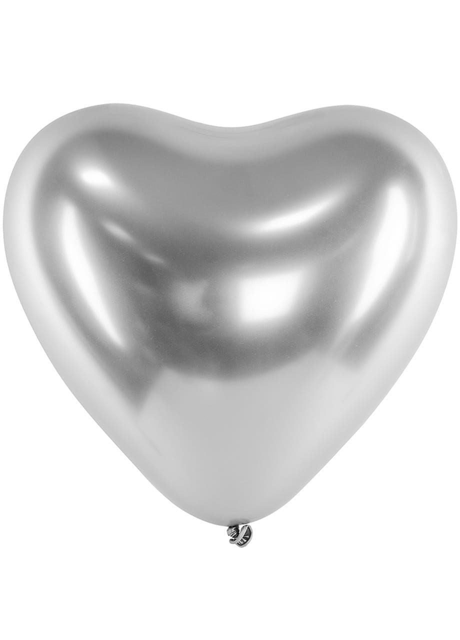 Chromowane balony w kształcie SERCA srebrne 30cm (50szt.)