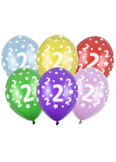 Balony na 2 URODZINY metaliczne 30cm (6szt.)