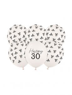 Balony na 30 urodziny KOKARDY Happy 30 (6 szt.) dekoracje na 30 urodziny balony na 30 30 urodziny dekoracje
