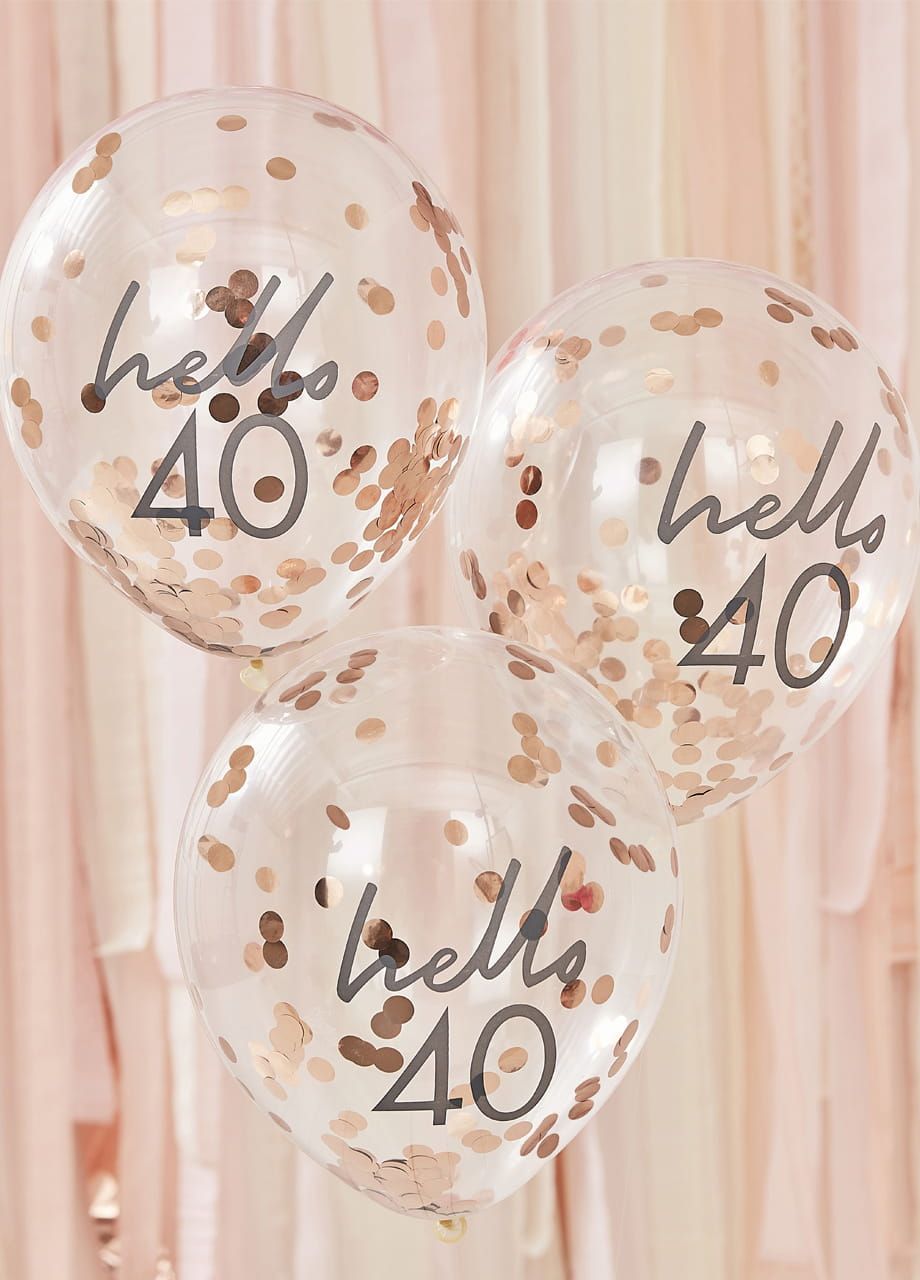 Balony na 40 urodziny KONFETTI (5szt.)