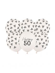 Balony na 50 urodziny KOKARDY Happy 50 (6 szt.) dekoracje na 50 urodziny gad�ety na 50 ozdoby na 50 urodziny