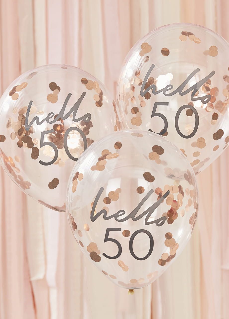 Balony na 50 urodziny KONFETTI (5szt.)