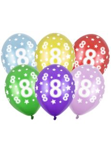 Balony na 8 URODZINY metaliczne (6szt.)