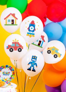 Balony na urodziny dla chopca KLOCKI (6szt.)