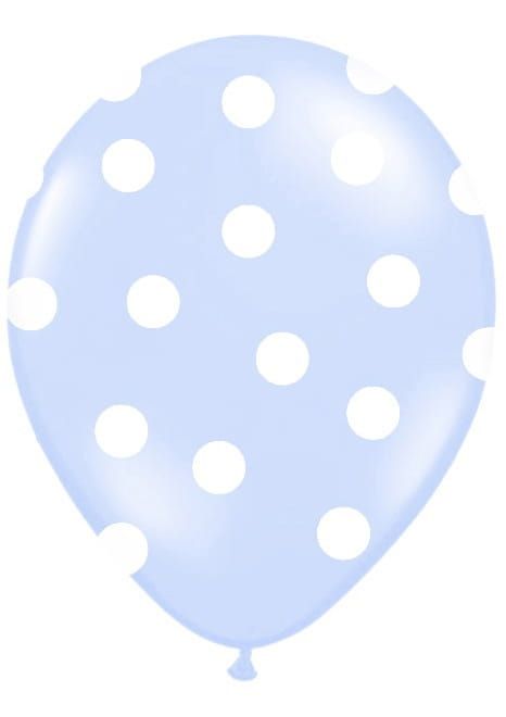 Balony błękitne w białe kropki (6szt.)