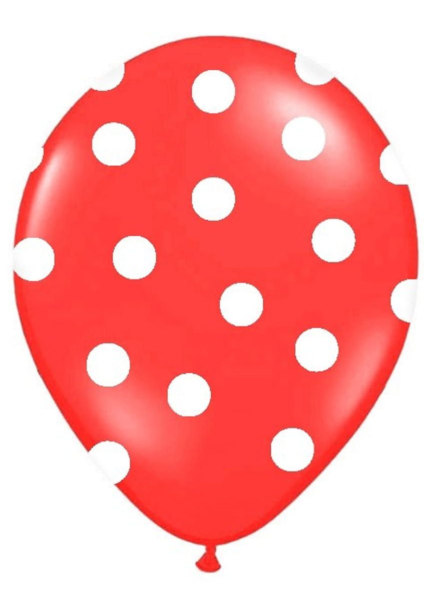 Balony czerwone w białe kropki (6szt.)