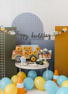 Baner happy birthday POJAZDY BUDOWLANE 2 m