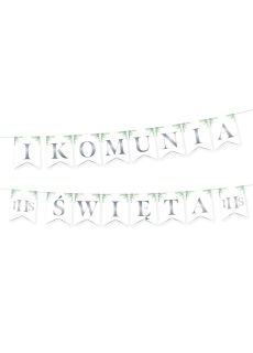 Baner komunijny KOMUNIA WITA srebrny 2.4m