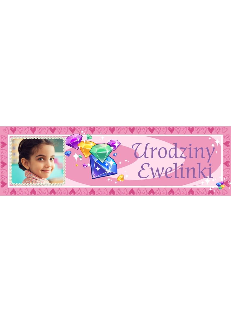 Baner ze zdjęciem DIAMENTY dekoracja na urodziny dziewczynki