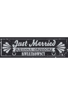 Dekoracja sali weselnej JUST MARRIED baner personalizowany - 125cm x 38cm