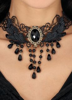 Halloweenowy naszyjnik z czarnym kamieniem CHOKER