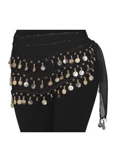 Czarna chusta do taca ZOTE MONETY chusta czarna akcesoria taneczne gadety do taca gadety taneczne