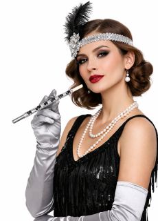 Cygaretka lata 20 SREBRNA z cekinami