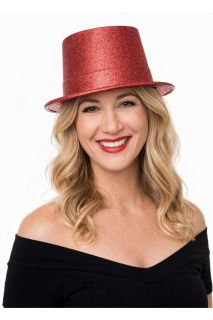 Cylinder brokatowy czerwony