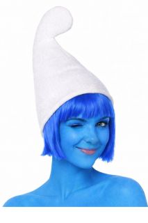 Czapka smerfa  czapka krasnoludka na bal karnawa�owy czapka smerfa bia�a, przebranie na bal czapka skrzata elfa