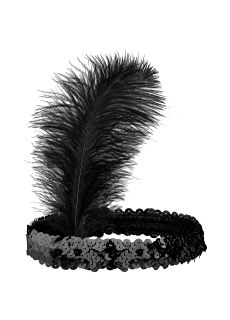 Cekinowa opaska z pi�rkiem LATA 20 ozdoba na g�ow�