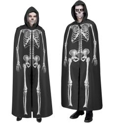 Czarna peleryna z kapturem HALLOWEEN 145 cm