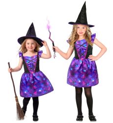 Dzieci�cy str�j na Halloween CZAROWNICA fioletowa 128cm