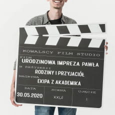 Personalizowana dekoracja urodzinowa KLAPS FILMOWY stand kartonowy