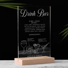 Statuetka plexi MENU DRINKW NA WESELE