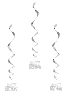 Dekoracja SWIRL HAPPY BIRTHDAY srebrna