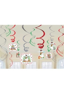 Dekoracja wiszca ZIMOWI PRZYJACIELE swirl (12szt.)