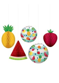 Dekoracje papierowe HELLO SUMMER rozety i lampiony (5szt.)