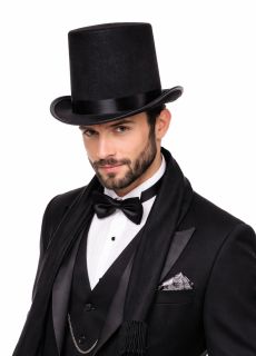Du�y CYLINDER kapelusz na imprez�  przebranie na karnawa� czarny cylinder kapelusz filcowy na bal przebranie