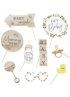 Rekwizyty do fotobudki BOTANICAL gadety na baby shower (10szt.)