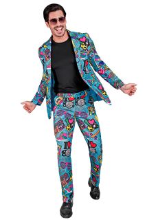 Kolorowy garnitur  lata 80 I LOVE 80s - M