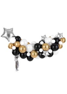 Girlanda balonowa czarno-z�oto-srebrna GWIAZDKI