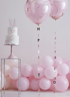 Girlanda do balonw HAPPY BIRTHDAY rose gold (5szt.)