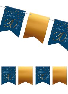 Girlanda flagi DEKORACJA NA 30 URODZINY ELEGANT BLUE 6m