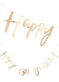 Girlanda na 18 urodziny HAPPY BIRTHDAY zota dekoracja