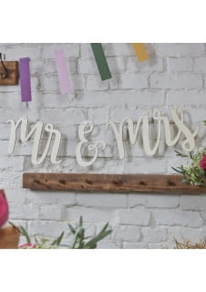 Girlanda drewniana MR & MRS Boho dekoracja sali weselnej