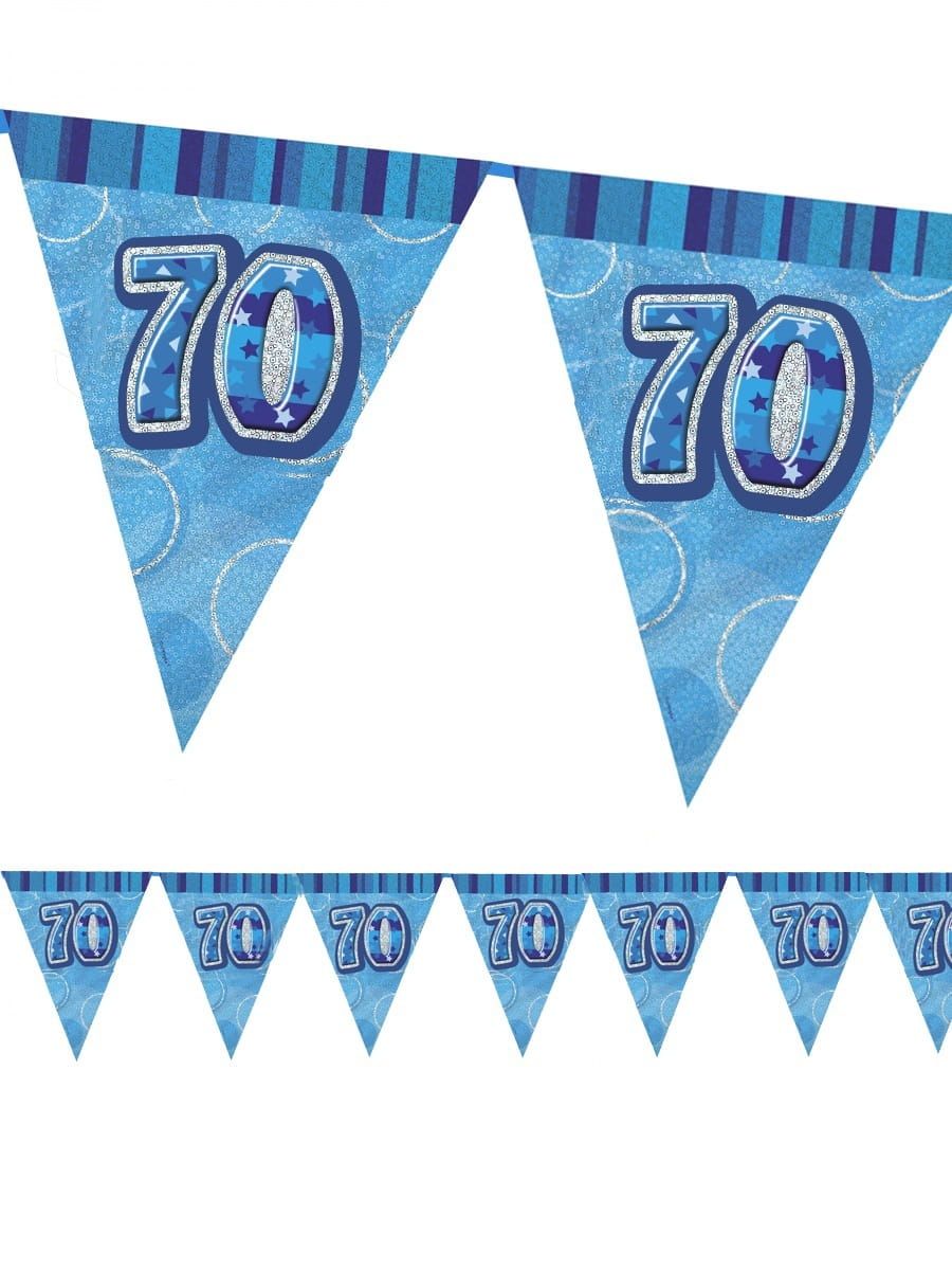 Girlanda flagi 70 URODZINY GLITZ niebieska