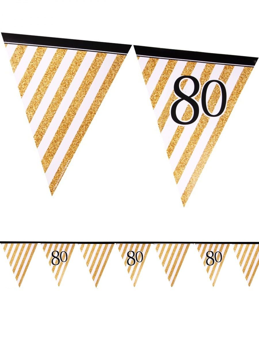 Girlanda flagi 80 URODZINY GLITTER 3,7m