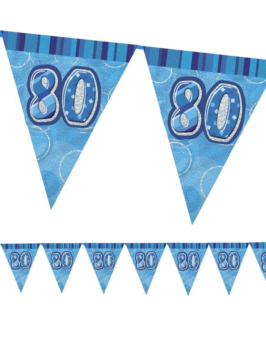 Girlanda flagi 80 URODZINY GLITZ niebieska 274cm