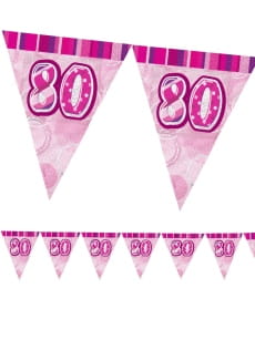 Dekoracja na 80 URODZINY girlanda GLITZ rowa