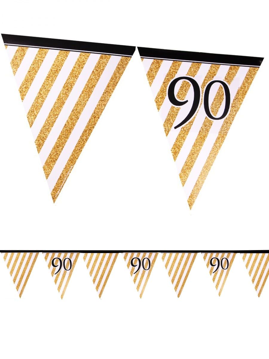 Girlanda flagi 90 URODZINY GLITTER 3,7m