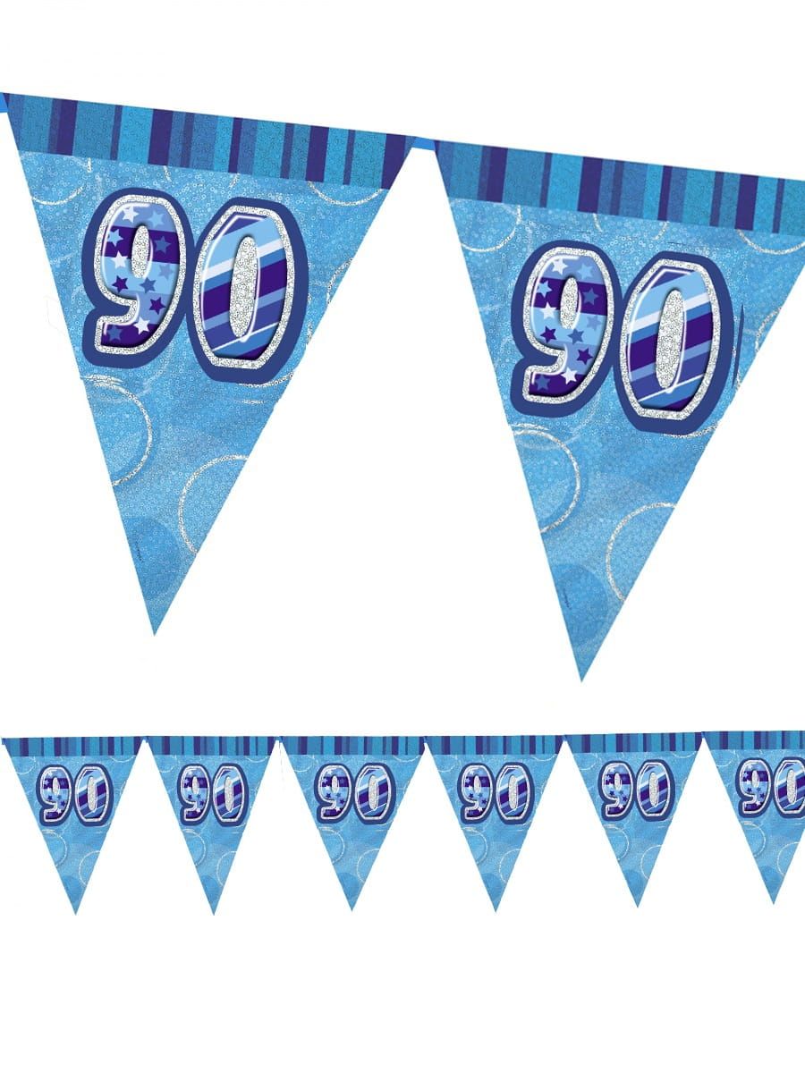 Girlanda flagi 90 URODZINY GLITZ niebieska 360cm