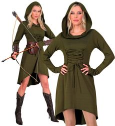 Sukienka z kapturem ROBIN zielona - M str�j �uczniczki przebranie na halloween str�j damski