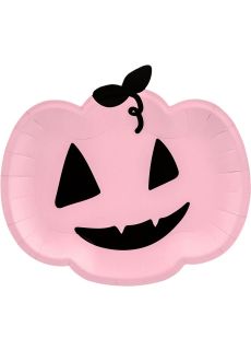 Jednorazowe talerzyki na Halloween DYNIA rowe (6szt.)