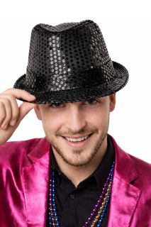 Kapelusz cekinowy czarny LED kapelusz z cekinami kapelusz imprezowy kapelusz na sylwestra